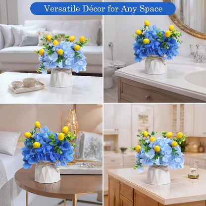 6 Set Hydrangea Centerpieces for Tables, Blue Hydrangea