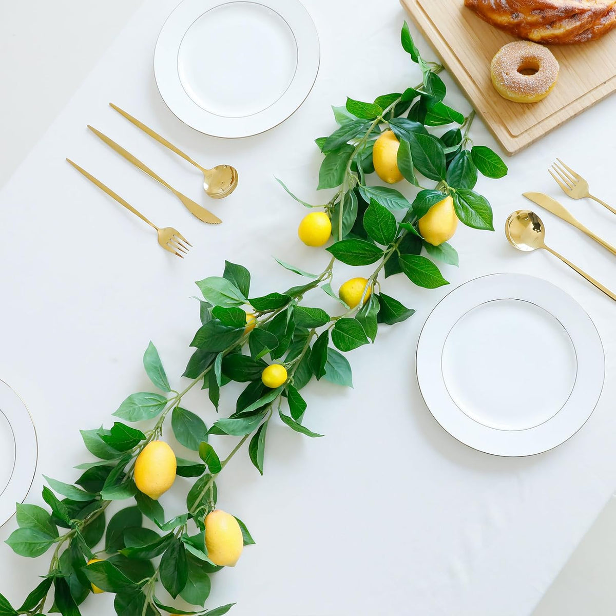 3 Strands Lemon Artificial Vines, 71" Lemon Silk Vine Garland with Green Leaves, Fake Hanging Plants Greenery Decor for Home, Bedroom, Wall, Party, Wedding Decoration