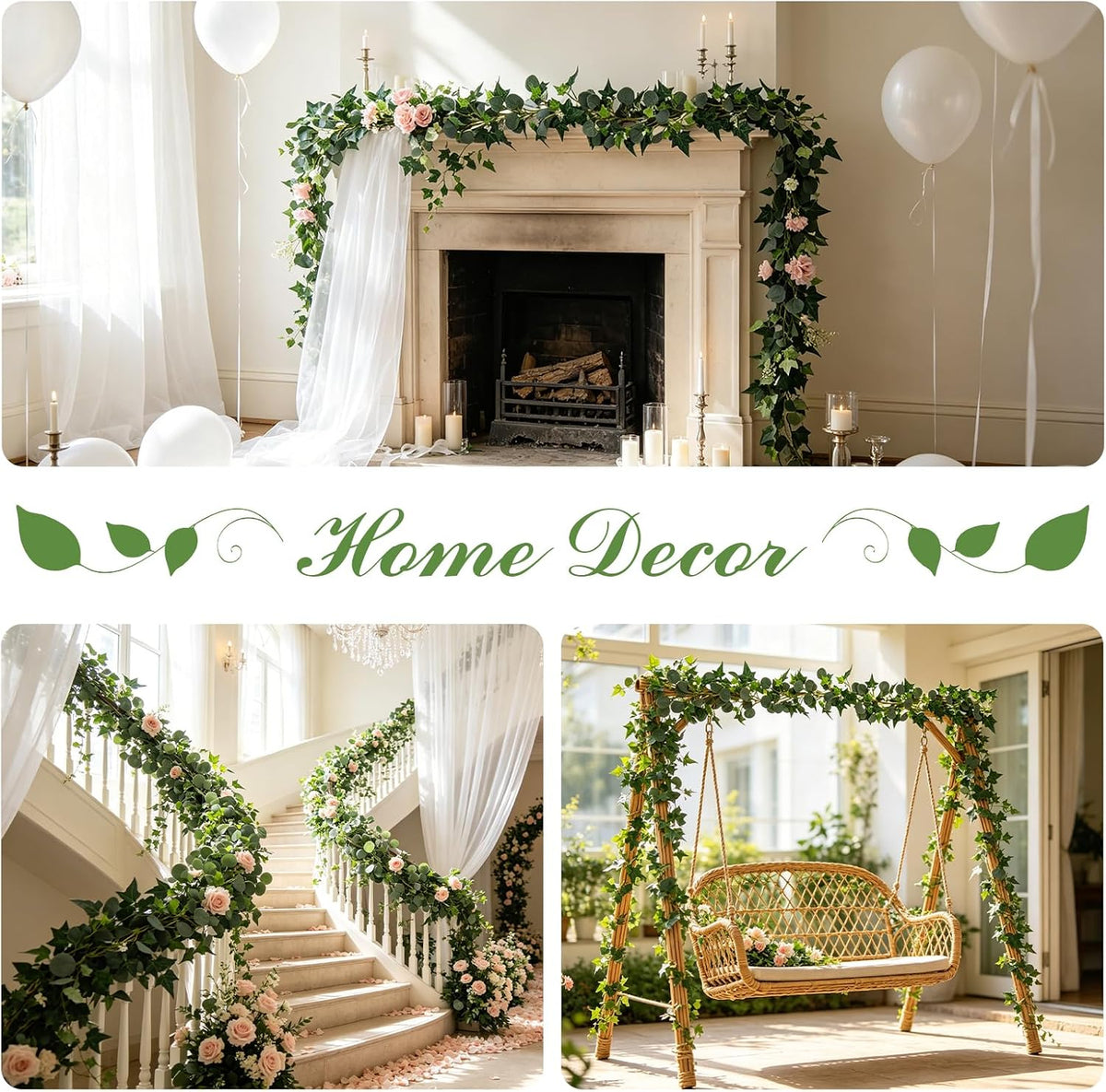 3 Strands Lemon Artificial Vines, 71" Lemon Silk Vine Garland with Green Leaves, Fake Hanging Plants Greenery Decor for Home, Bedroom, Wall, Party, Wedding Decoration