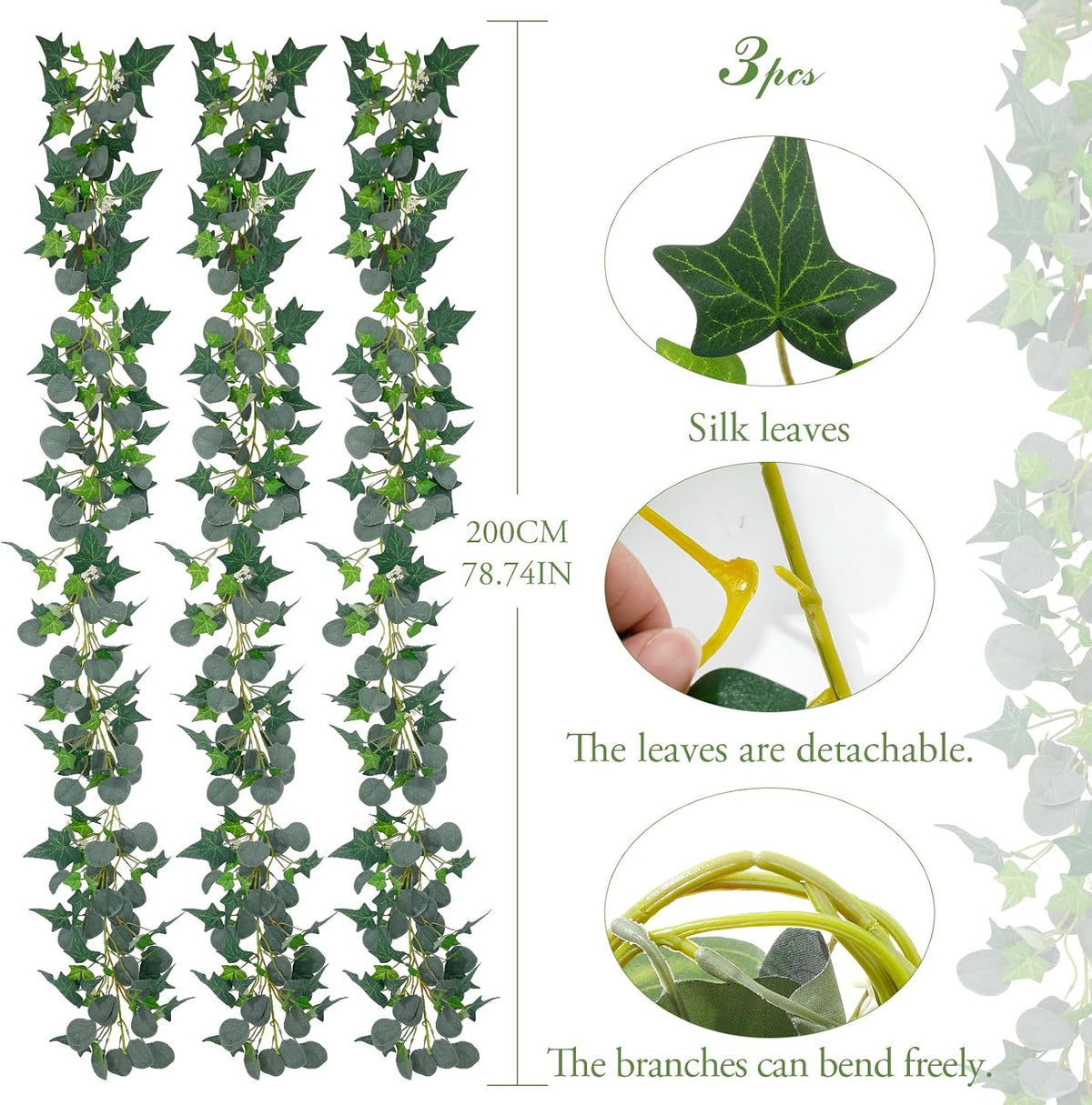 3 Strands Lemon Artificial Vines, 71" Lemon Silk Vine Garland with Green Leaves, Fake Hanging Plants Greenery Decor for Home, Bedroom, Wall, Party, Wedding Decoration