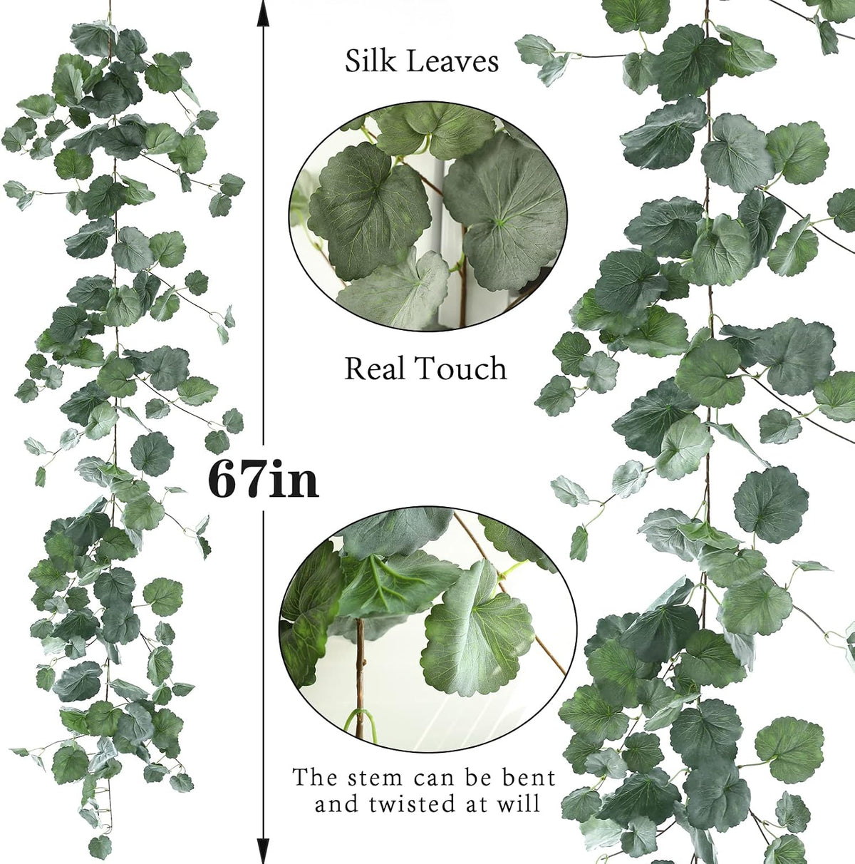 3 Strands Lemon Artificial Vines, 71" Lemon Silk Vine Garland with Green Leaves, Fake Hanging Plants Greenery Decor for Home, Bedroom, Wall, Party, Wedding Decoration