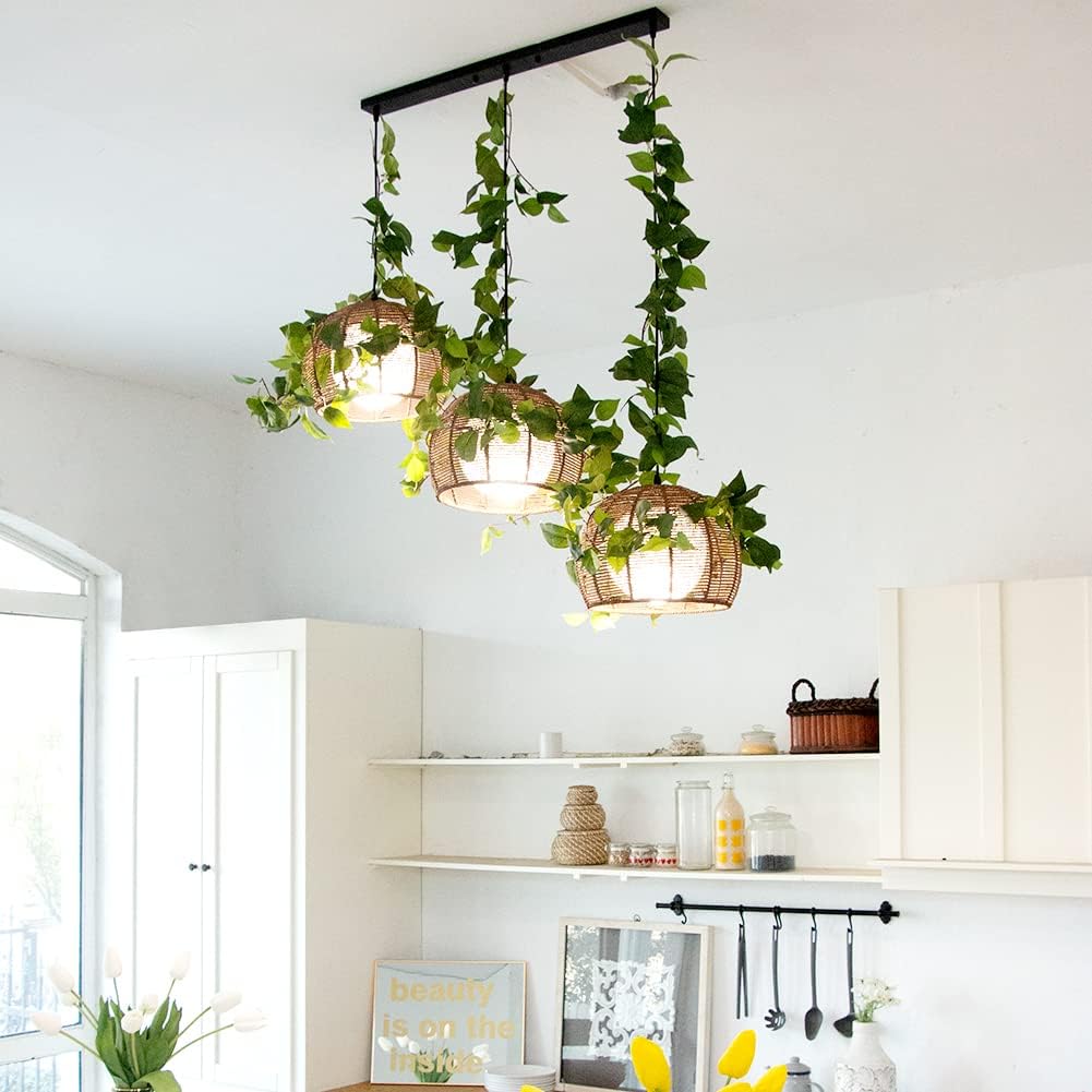 3 Strands Lemon Artificial Vines, 71" Lemon Silk Vine Garland with Green Leaves, Fake Hanging Plants Greenery Decor for Home, Bedroom, Wall, Party, Wedding Decoration