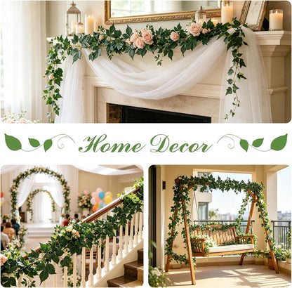 3 Strands Lemon Artificial Vines, 71" Lemon Silk Vine Garland with Green Leaves, Fake Hanging Plants Greenery Decor for Home, Bedroom, Wall, Party, Wedding Decoration