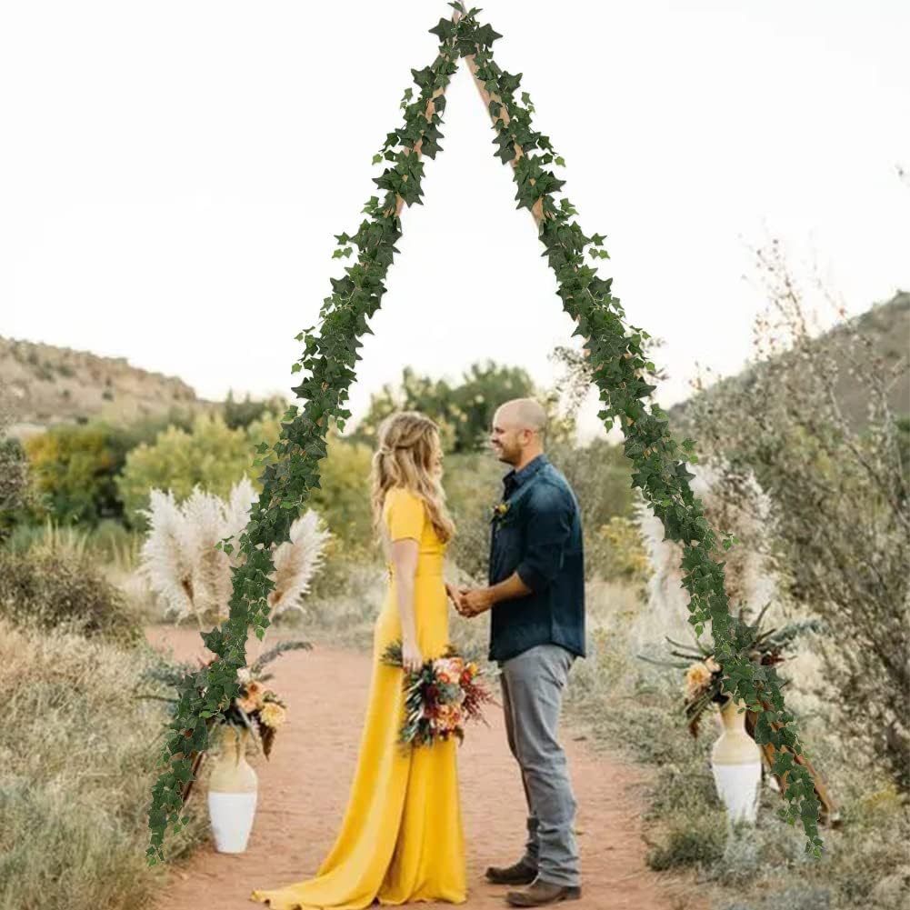 3 Strands Lemon Artificial Vines, 71" Lemon Silk Vine Garland with Green Leaves, Fake Hanging Plants Greenery Decor for Home, Bedroom, Wall, Party, Wedding Decoration