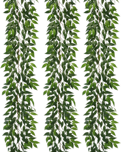 3 Strands Lemon Artificial Vines, 71" Lemon Silk Vine Garland with Green Leaves, Fake Hanging Plants Greenery Decor for Home, Bedroom, Wall, Party, Wedding Decoration