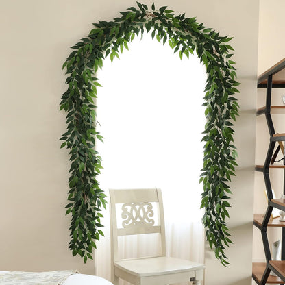 3 Strands Lemon Artificial Vines, 71" Lemon Silk Vine Garland with Green Leaves, Fake Hanging Plants Greenery Decor for Home, Bedroom, Wall, Party, Wedding Decoration