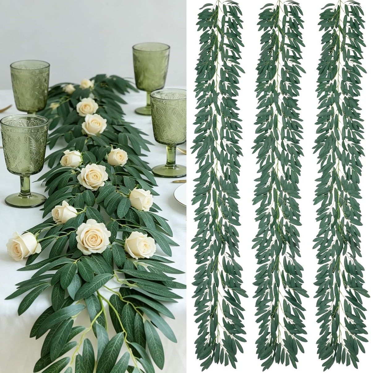 3 Strands Lemon Artificial Vines, 71" Lemon Silk Vine Garland with Green Leaves, Fake Hanging Plants Greenery Decor for Home, Bedroom, Wall, Party, Wedding Decoration