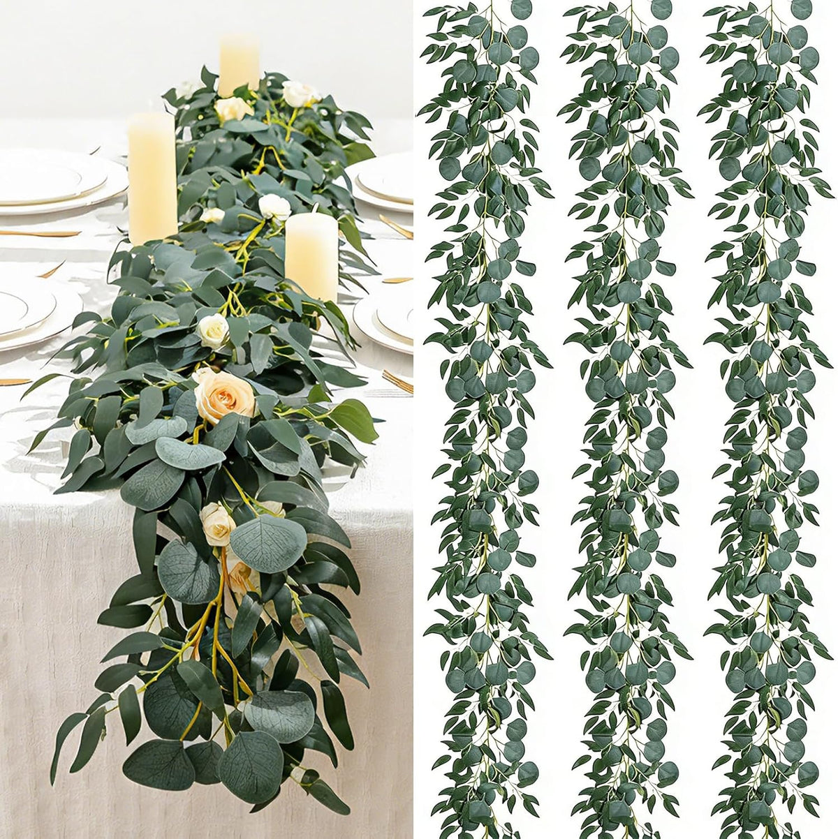3 Strands Lemon Artificial Vines, 71" Lemon Silk Vine Garland with Green Leaves, Fake Hanging Plants Greenery Decor for Home, Bedroom, Wall, Party, Wedding Decoration