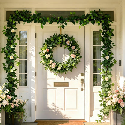 3 Strands Lemon Artificial Vines, 71" Lemon Silk Vine Garland with Green Leaves, Fake Hanging Plants Greenery Decor for Home, Bedroom, Wall, Party, Wedding Decoration