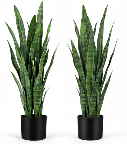 3ft Artificial Snake Plant - Lifelike Leaves, Faux Silk Sansevieria