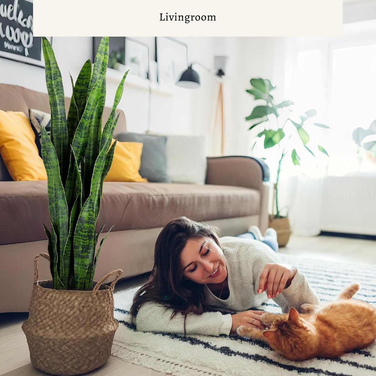 3ft Artificial Snake Plant - Lifelike Leaves, Faux Silk Sansevieria
