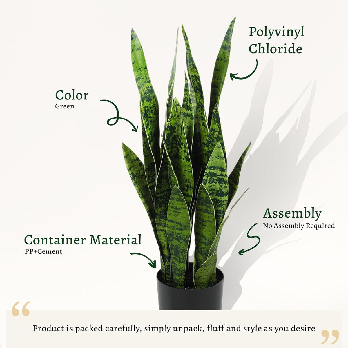 3ft Artificial Snake Plant - Lifelike Leaves, Faux Silk Sansevieria