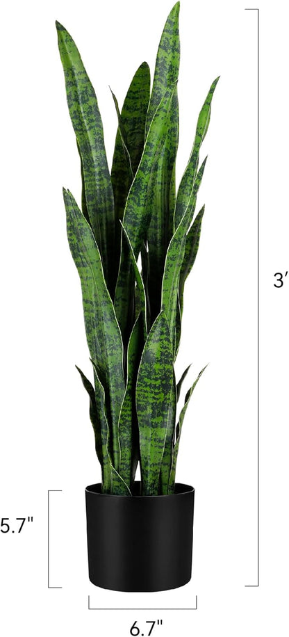 3ft Artificial Snake Plant - Lifelike Leaves, Faux Silk Sansevieria