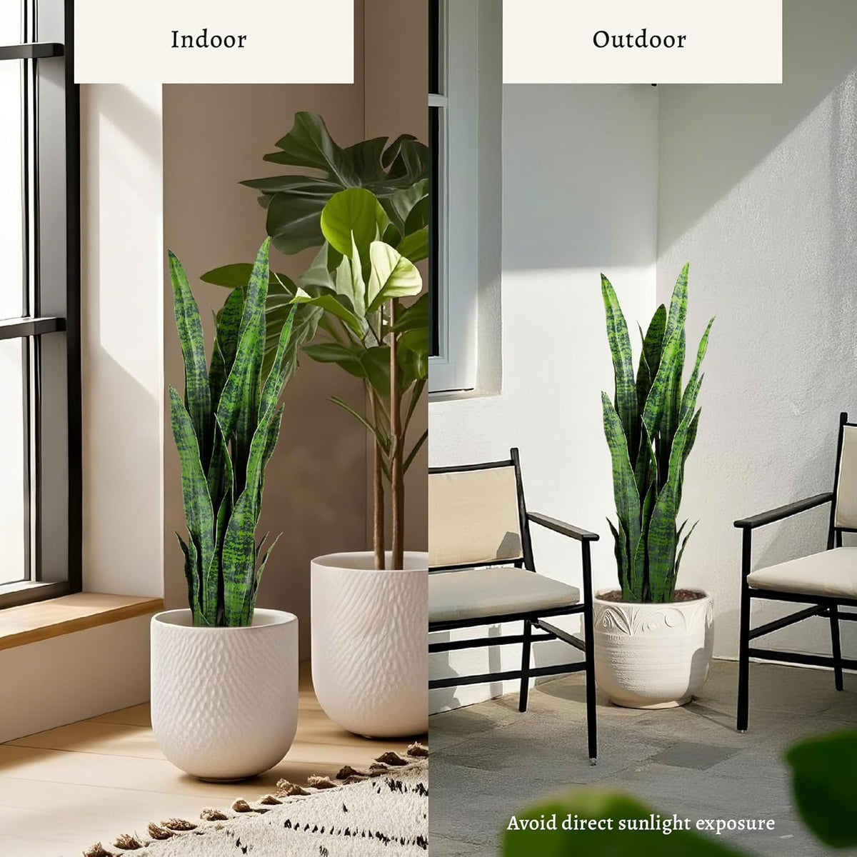 3ft Artificial Snake Plant - Lifelike Leaves, Faux Silk Sansevieria
