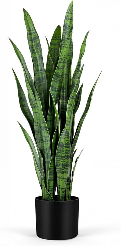 3ft Artificial Snake Plant - Lifelike Leaves, Faux Silk Sansevieria