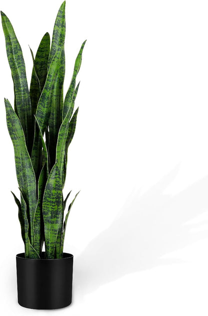 3ft Artificial Snake Plant - Lifelike Leaves, Faux Silk Sansevieria