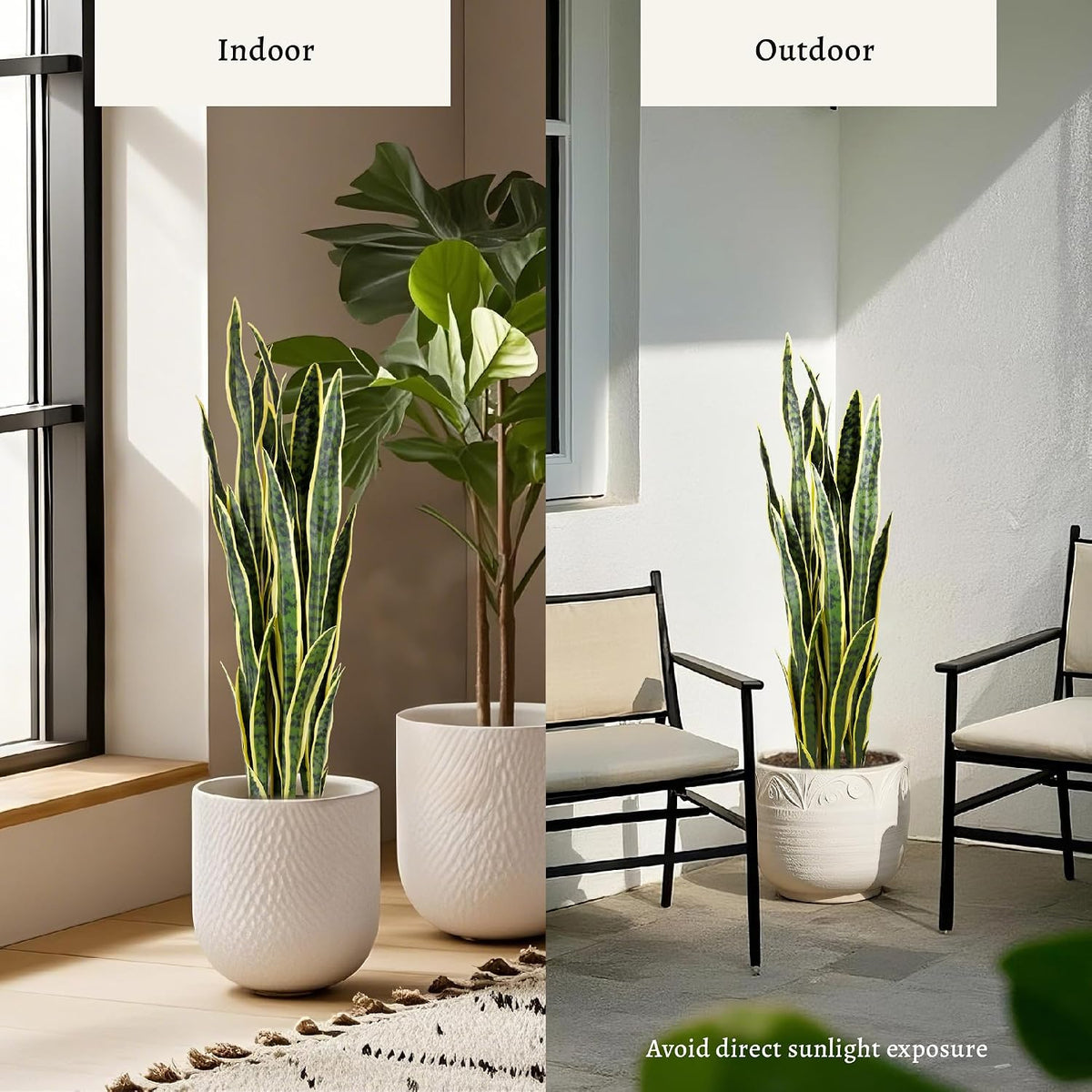 3ft Artificial Snake Plant - Lifelike Leaves, Faux Silk Sansevieria
