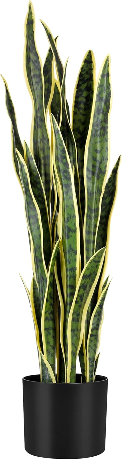3ft Artificial Snake Plant - Lifelike Leaves, Faux Silk Sansevieria