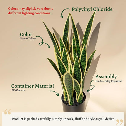 3ft Artificial Snake Plant - Lifelike Leaves, Faux Silk Sansevieria