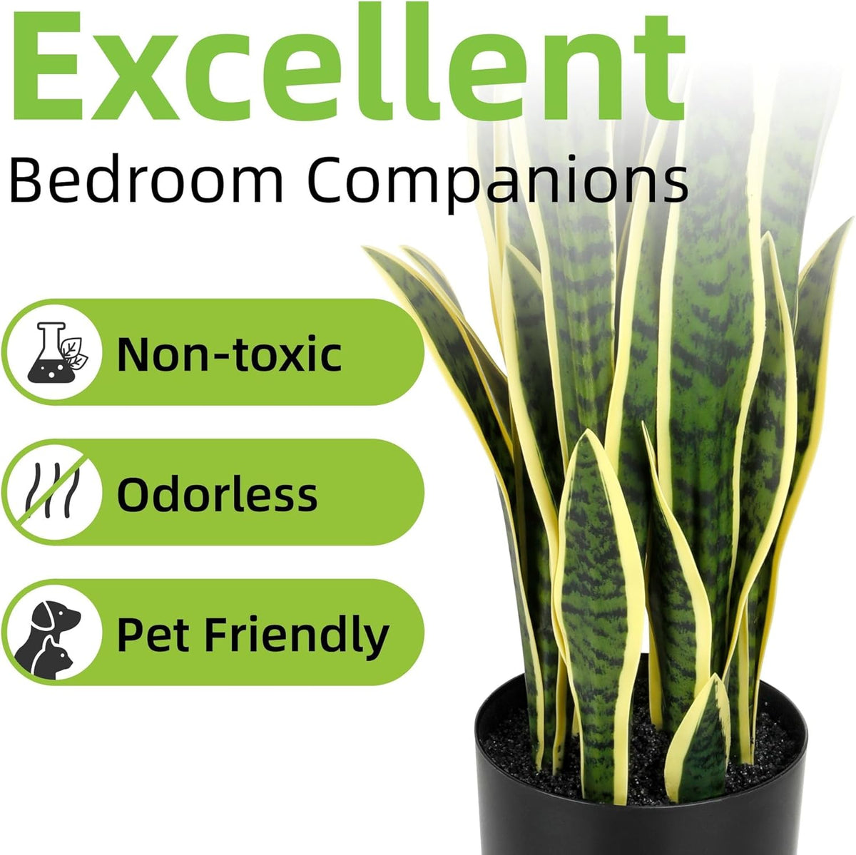 3ft Artificial Snake Plant - Lifelike Leaves, Faux Silk Sansevieria