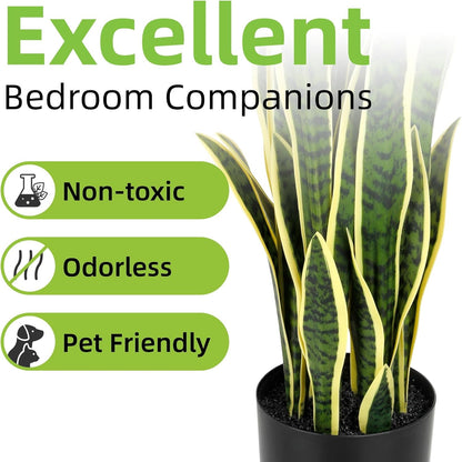 3ft Artificial Snake Plant - Lifelike Leaves, Faux Silk Sansevieria