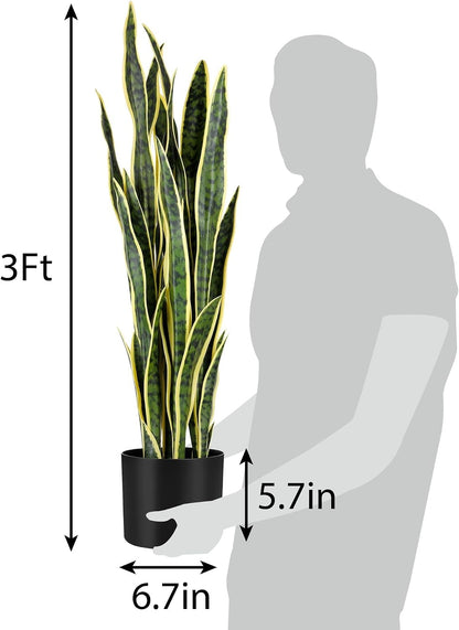 3ft Artificial Snake Plant - Lifelike Leaves, Faux Silk Sansevieria