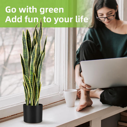 3ft Artificial Snake Plant - Lifelike Leaves, Faux Silk Sansevieria