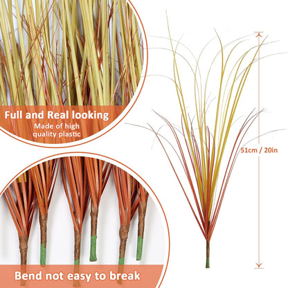 32PCS Artificial Fall Plants Red-Yellow Gradient Autumn Wheat Grass Outdoor