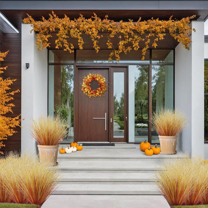 32PCS Artificial Fall Plants Red-Yellow Gradient Autumn Wheat Grass Outdoor
