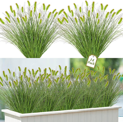 32PCS Artificial Fall Plants Red-Yellow Gradient Autumn Wheat Grass Outdoor
