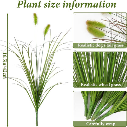 32PCS Artificial Fall Plants Red-Yellow Gradient Autumn Wheat Grass Outdoor