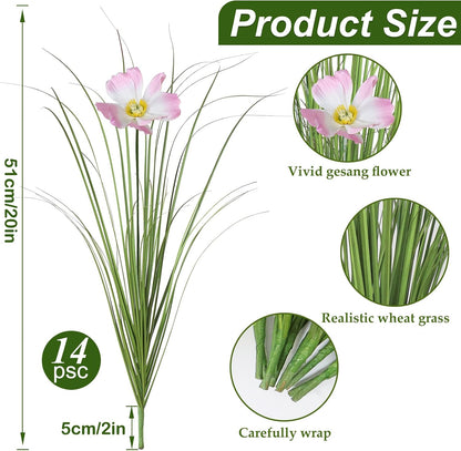 32PCS Artificial Fall Plants Red-Yellow Gradient Autumn Wheat Grass Outdoor