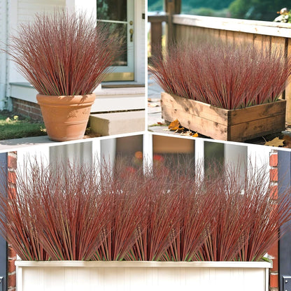 32PCS Artificial Fall Plants Red-Yellow Gradient Autumn Wheat Grass Outdoor