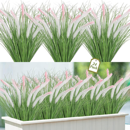 32PCS Artificial Fall Plants Red-Yellow Gradient Autumn Wheat Grass Outdoor