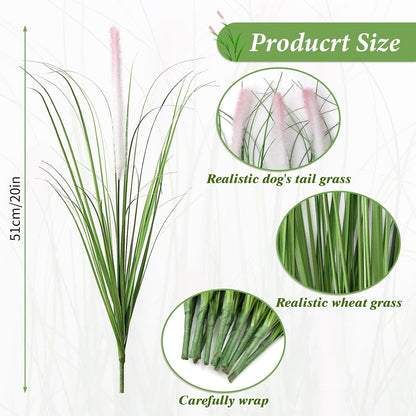 32PCS Artificial Fall Plants Red-Yellow Gradient Autumn Wheat Grass Outdoor