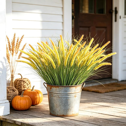 32PCS Artificial Fall Plants Red-Yellow Gradient Autumn Wheat Grass Outdoor