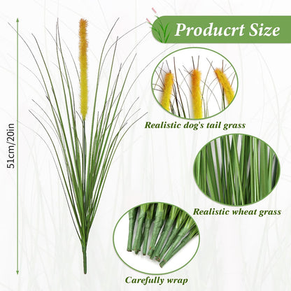 32PCS Artificial Fall Plants Red-Yellow Gradient Autumn Wheat Grass Outdoor