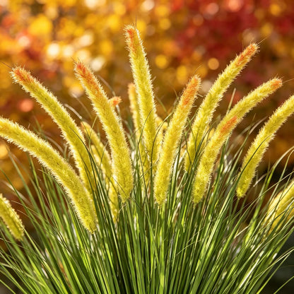 32PCS Artificial Fall Plants Red-Yellow Gradient Autumn Wheat Grass Outdoor