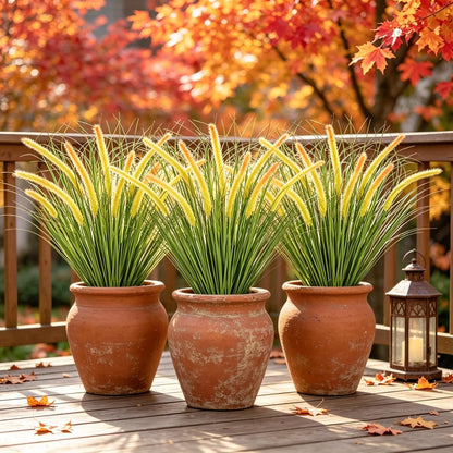 32PCS Artificial Fall Plants Red-Yellow Gradient Autumn Wheat Grass Outdoor