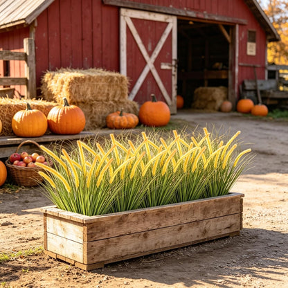 32PCS Artificial Fall Plants Red-Yellow Gradient Autumn Wheat Grass Outdoor