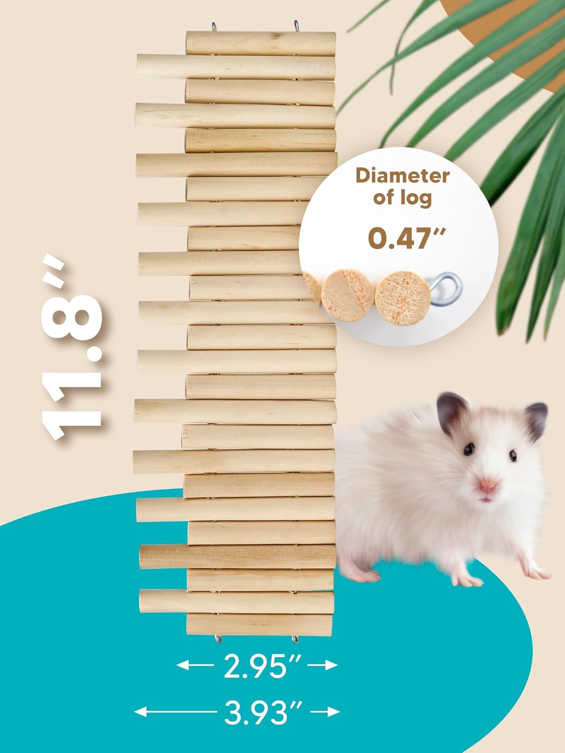 2 Pcs 11.8in Wooden Hamster Fence | Flexible Bridge, Hamster Cage Accessories Decor