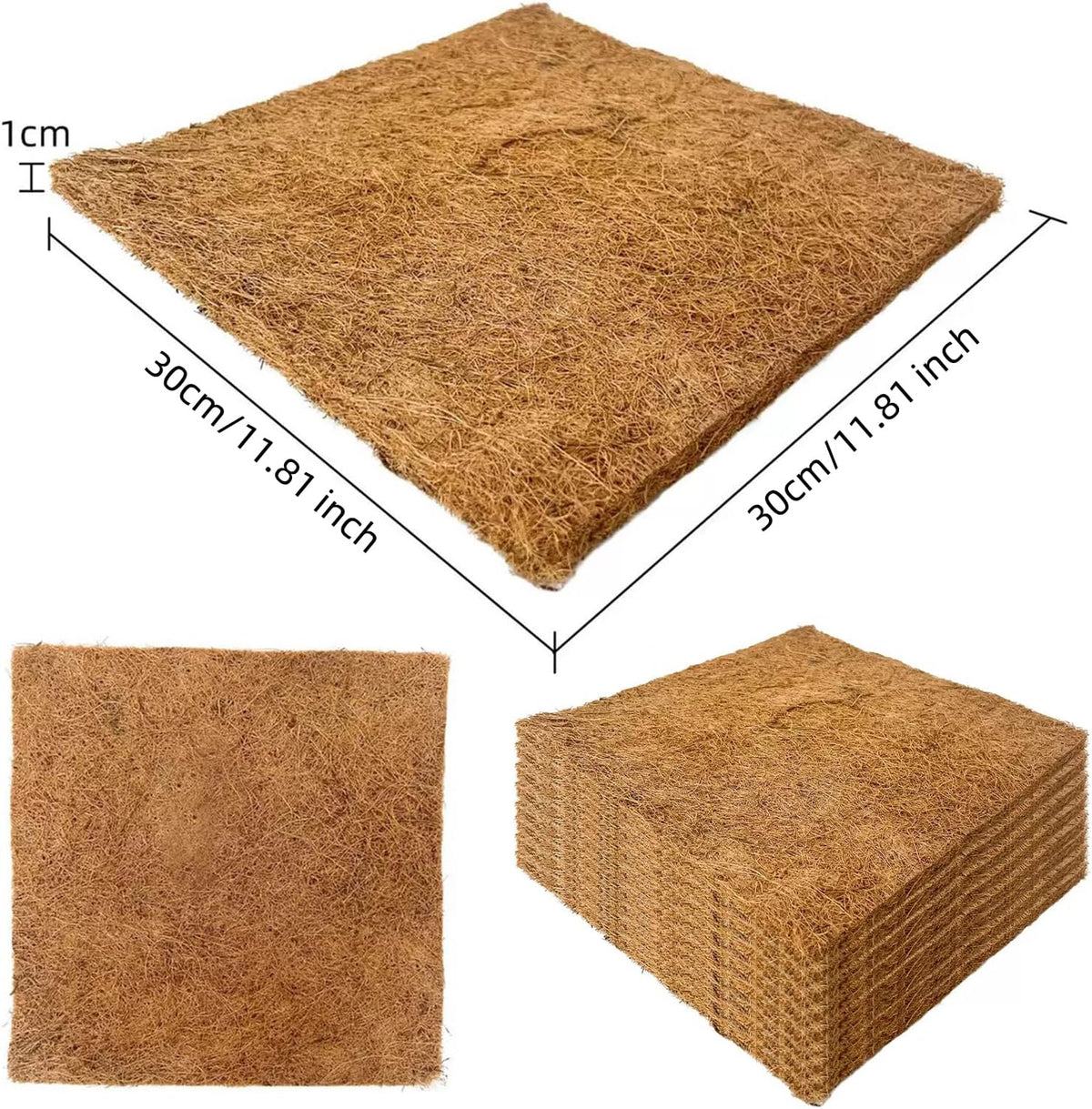 6-Pack Natural Coconut Fiber Reptile Carpet, 12x12 Inch Eco-Friendly Terrarium Liner & Bedding for Lizard, Snake, Turtle, Tortoise, Bunny Habitat