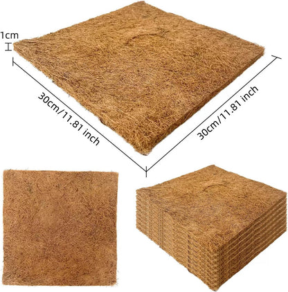 6-Pack Natural Coconut Fiber Reptile Carpet, 12x12 Inch Eco-Friendly Terrarium Liner & Bedding for Lizard, Snake, Turtle, Tortoise, Bunny Habitat