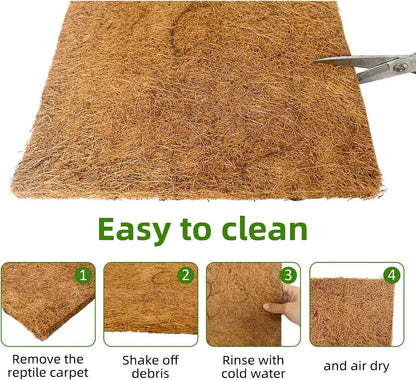 6-Pack Natural Coconut Fiber Reptile Carpet, 12x12 Inch Eco-Friendly Terrarium Liner & Bedding for Lizard, Snake, Turtle, Tortoise, Bunny Habitat