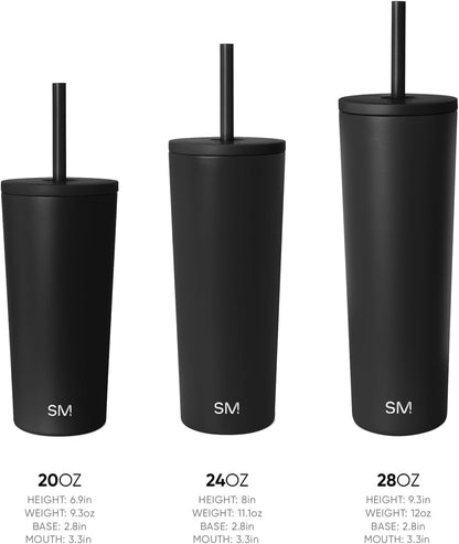 Iced Coffee Tumbler, Insulated | 24oz | Yellow | Reusable Stainless Steel Cup, Travel Mug, Water Bottle with Straw | Cupholder Friendly & Spill Resistant, Buttercup