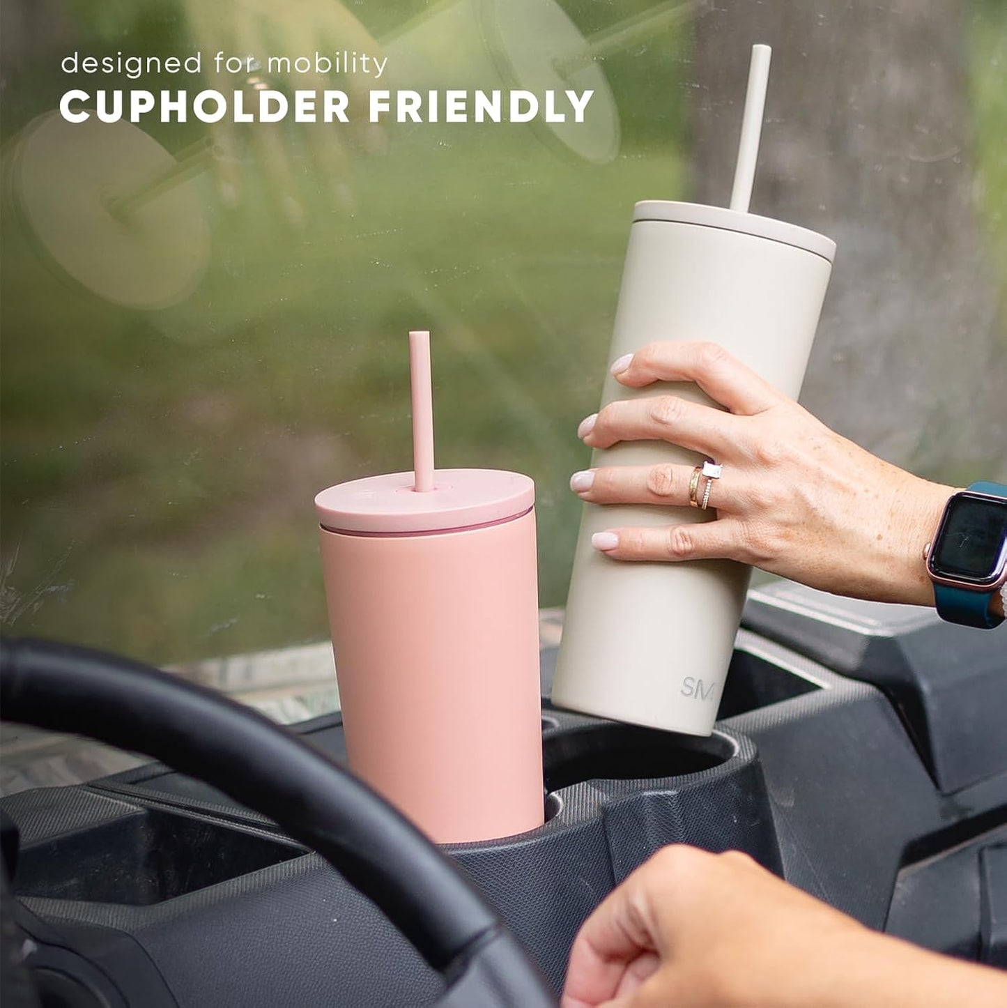 Iced Coffee Tumbler, Insulated | 24oz | Yellow | Reusable Stainless Steel Cup, Travel Mug, Water Bottle with Straw | Cupholder Friendly & Spill Resistant, Buttercup