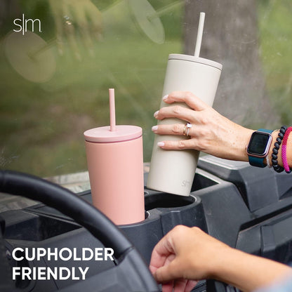 Iced Coffee Tumbler, Insulated | 24oz | Yellow | Reusable Stainless Steel Cup, Travel Mug, Water Bottle with Straw | Cupholder Friendly & Spill Resistant, Buttercup