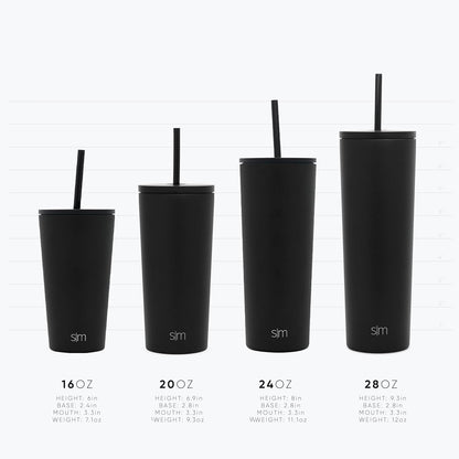 Iced Coffee Tumbler, Insulated | 24oz | Yellow | Reusable Stainless Steel Cup, Travel Mug, Water Bottle with Straw | Cupholder Friendly & Spill Resistant, Buttercup
