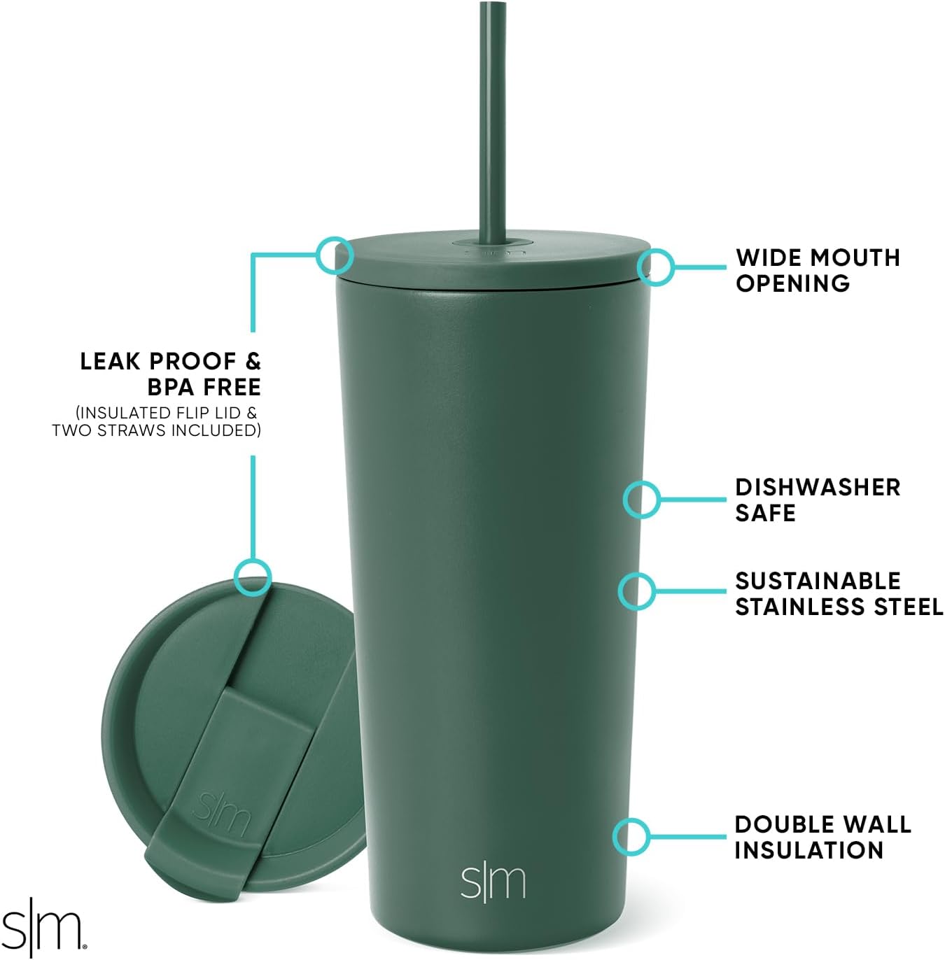 Iced Coffee Tumbler, Insulated | 24oz | Yellow | Reusable Stainless Steel Cup, Travel Mug, Water Bottle with Straw | Cupholder Friendly & Spill Resistant, Buttercup