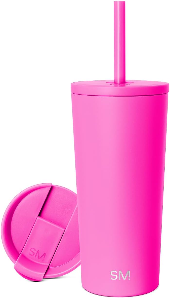 Iced Coffee Tumbler, Insulated | 24oz | Yellow | Reusable Stainless Steel Cup, Travel Mug, Water Bottle with Straw | Cupholder Friendly & Spill Resistant, Buttercup